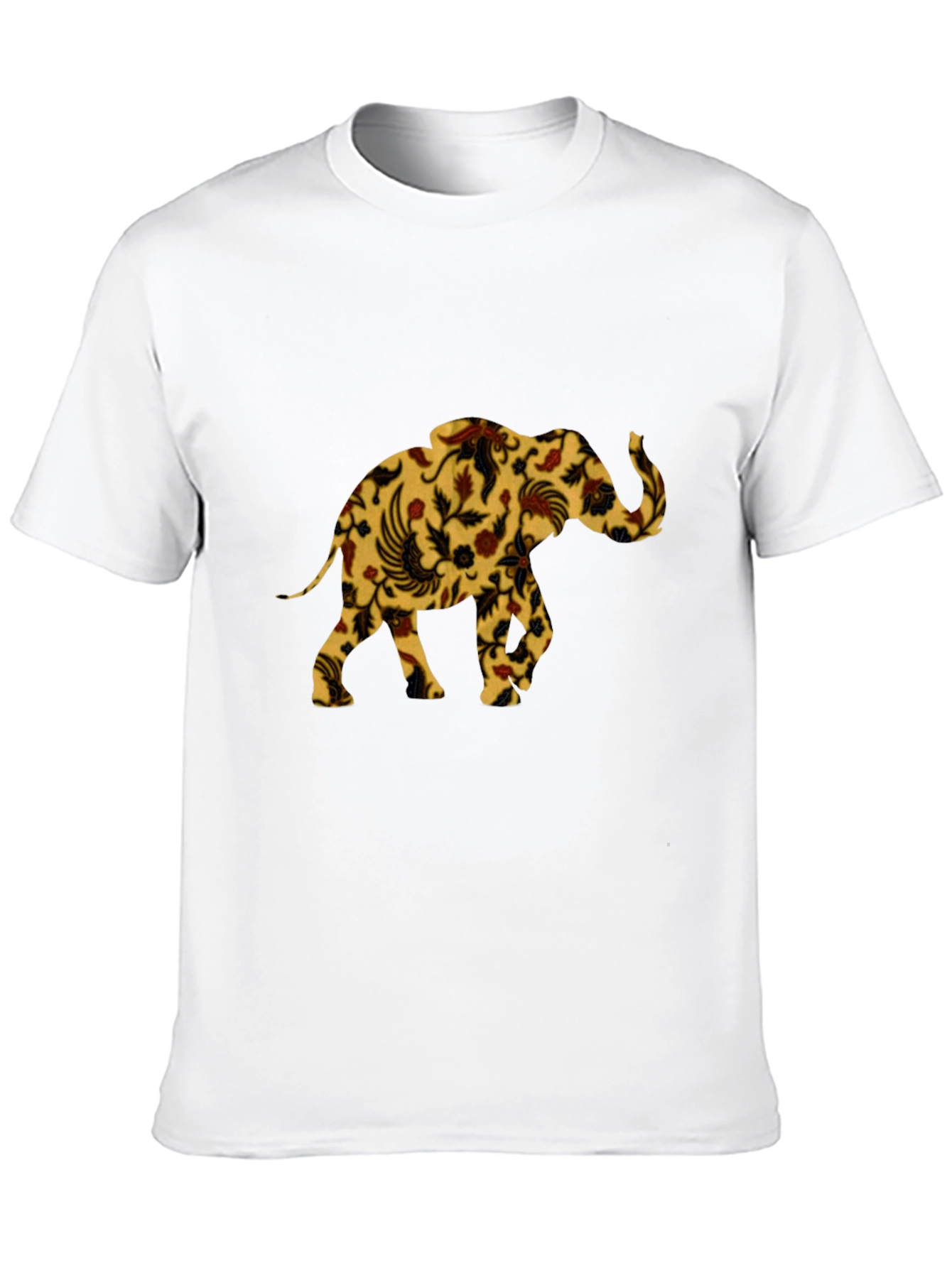 Floral Elephant Print Black T-Shirt