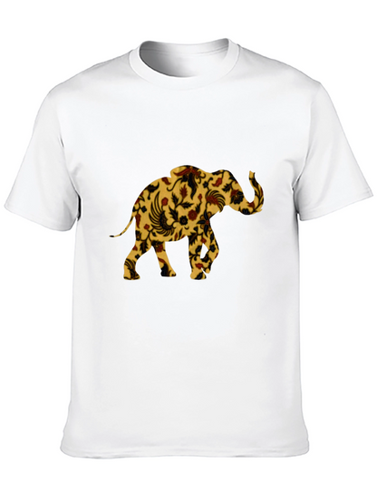 Floral Elephant Print Black T-Shirt