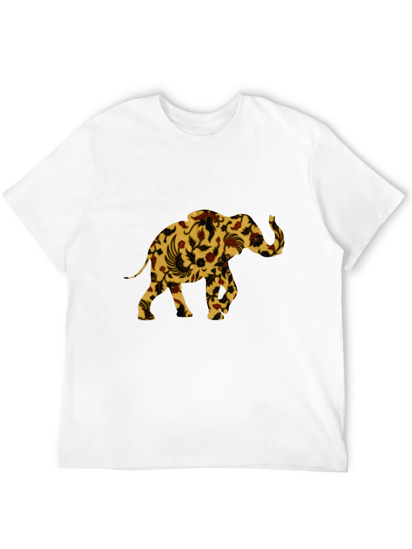Floral Elephant Print Black T-Shirt