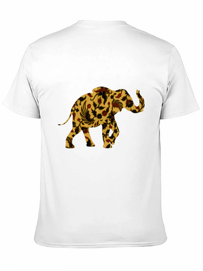 Floral Elephant Print Black T-Shirt