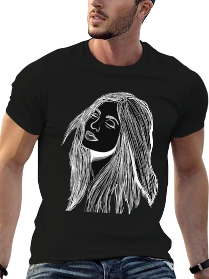 Woman Portrait Graphic Black T-Shirt