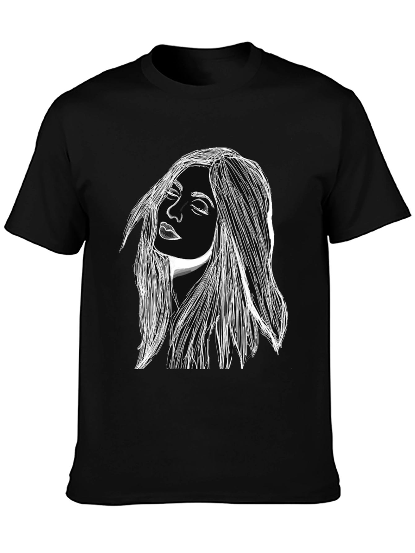 Woman Portrait Graphic Black T-Shirt