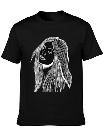 Woman Portrait Graphic Black T-Shirt