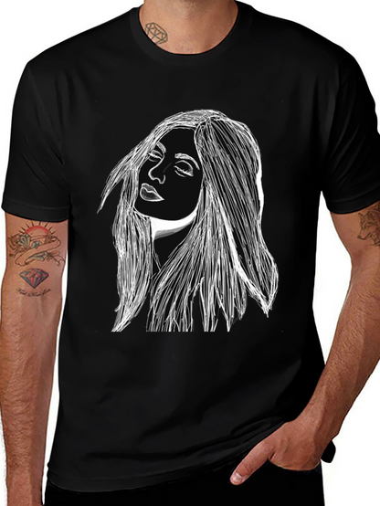 Woman Portrait Graphic Black T-Shirt