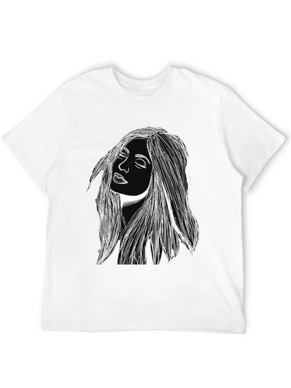 Woman Portrait Graphic Black T-Shirt