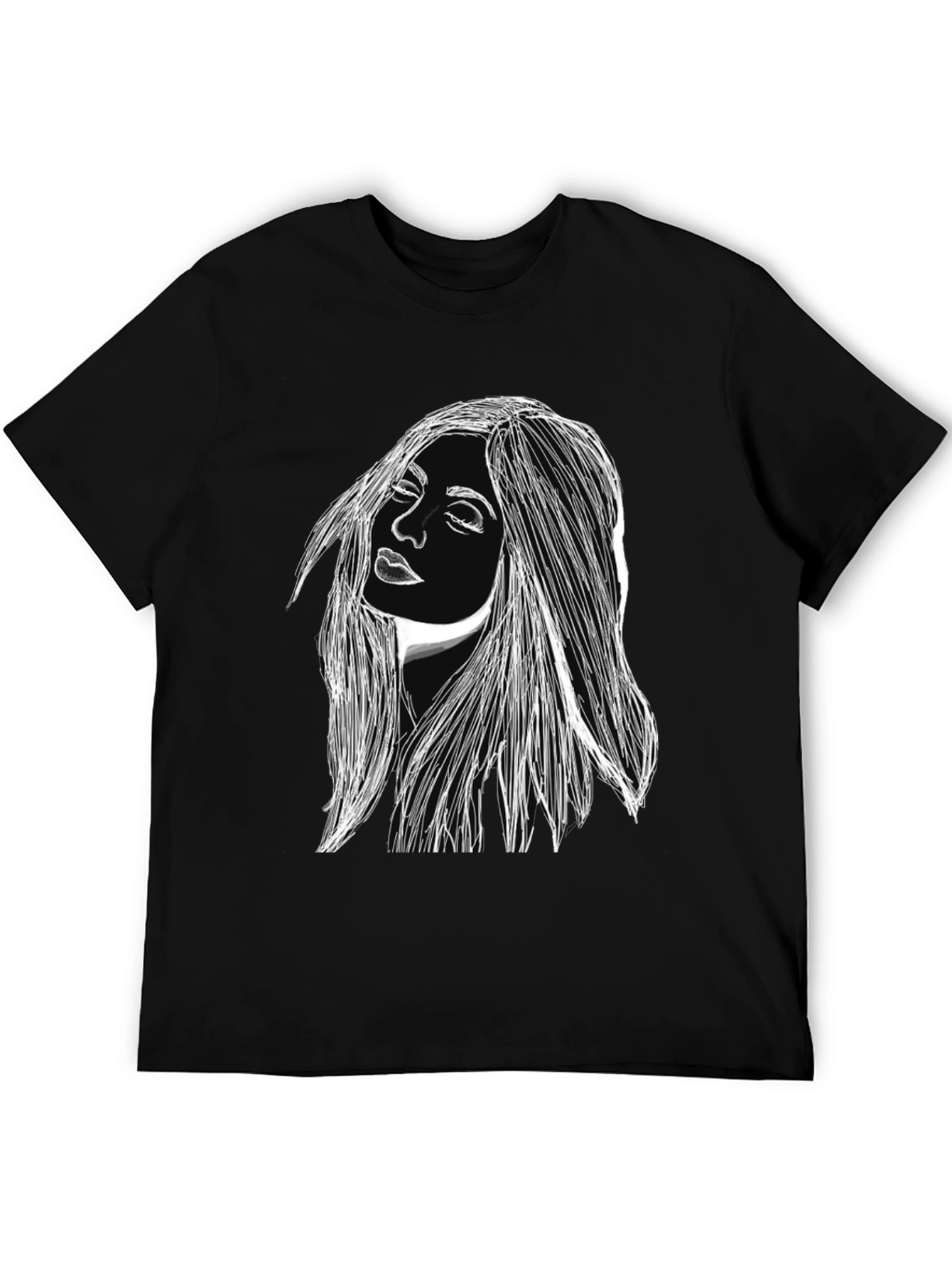 Woman Portrait Graphic Black T-Shirt