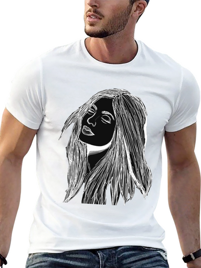 Woman Portrait Graphic Black T-Shirt