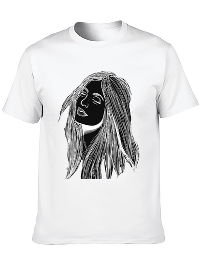 Woman Portrait Graphic Black T-Shirt