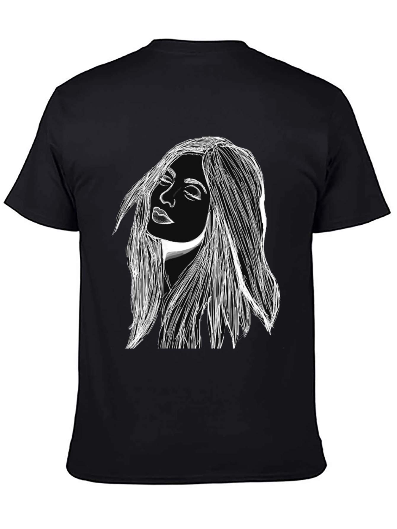 Woman Portrait Graphic Black T-Shirt