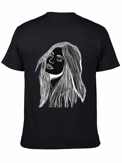 Woman Portrait Graphic Black T-Shirt