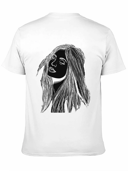 Woman Portrait Graphic Black T-Shirt