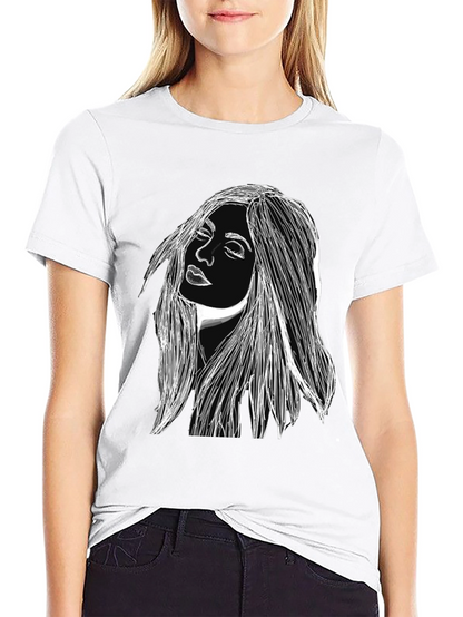 Woman Portrait Graphic Black T-Shirt