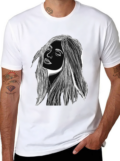 Woman Portrait Graphic Black T-Shirt