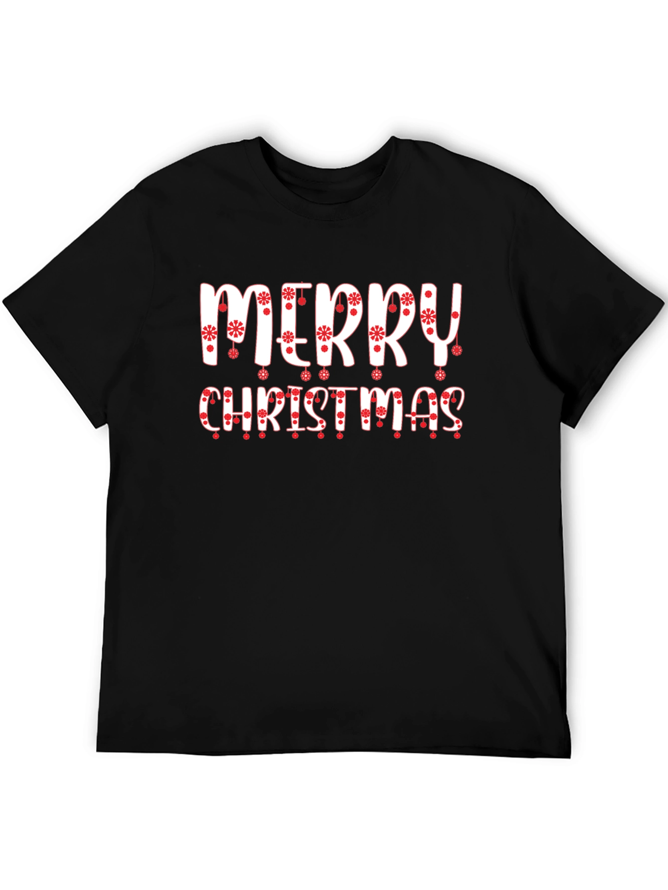 Festive Merry Christmas Graphic Tee - Black