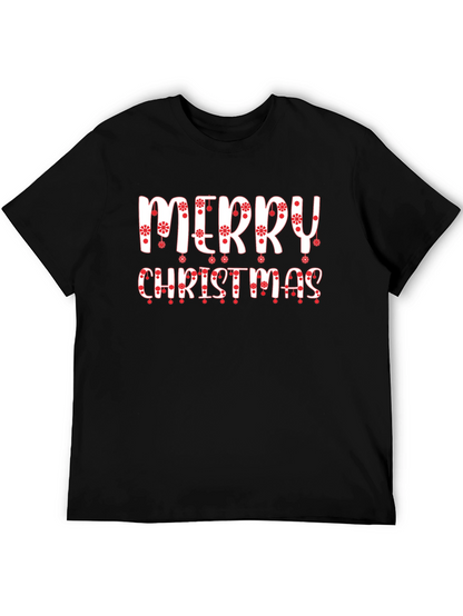 Festive Merry Christmas Graphic Tee - Black