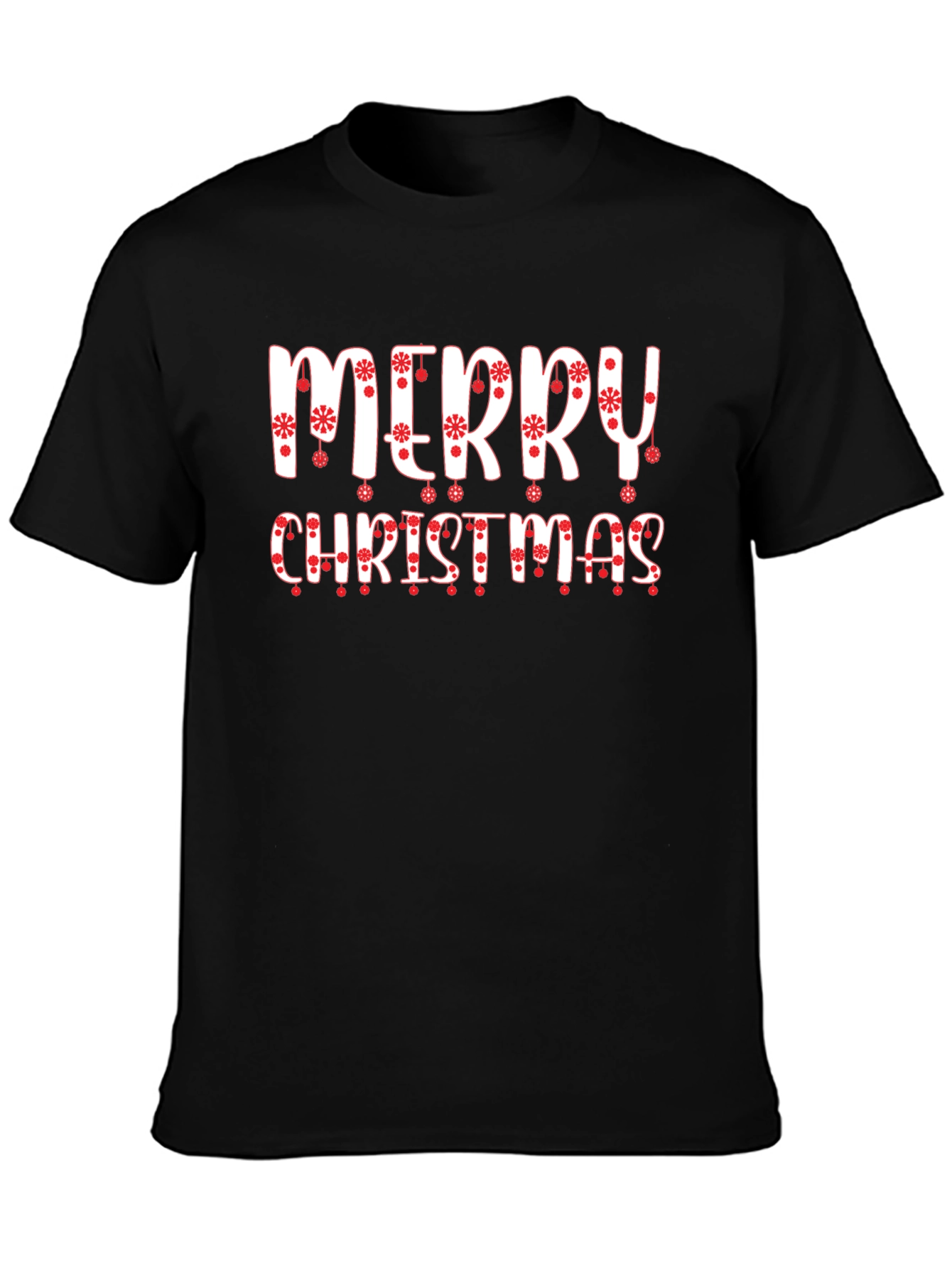Festive Merry Christmas Graphic Tee - Black