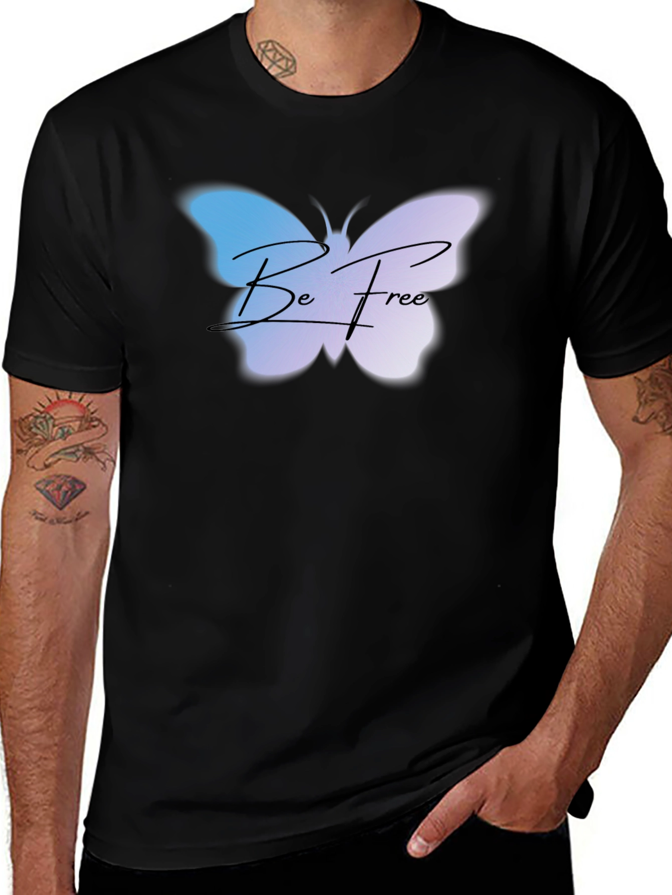 Be Free Butterfly Graphic Tee - Black