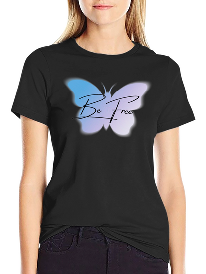 Be Free Butterfly Graphic Tee - Black