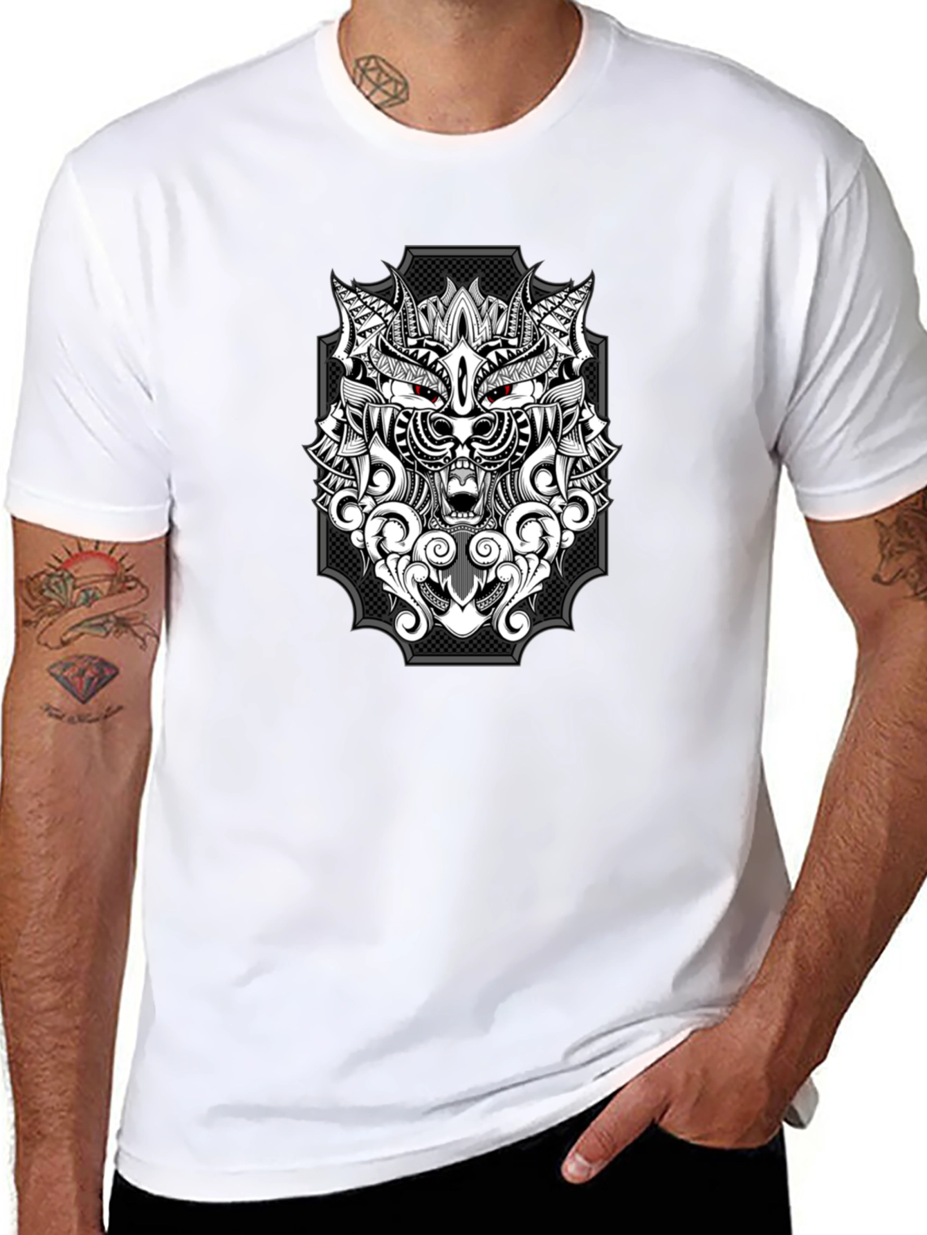 Wolf Graphic Print T-Shirt - Black
