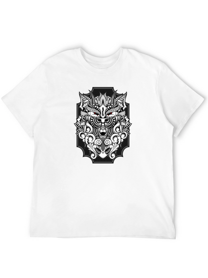 Wolf Graphic Print T-Shirt - Black