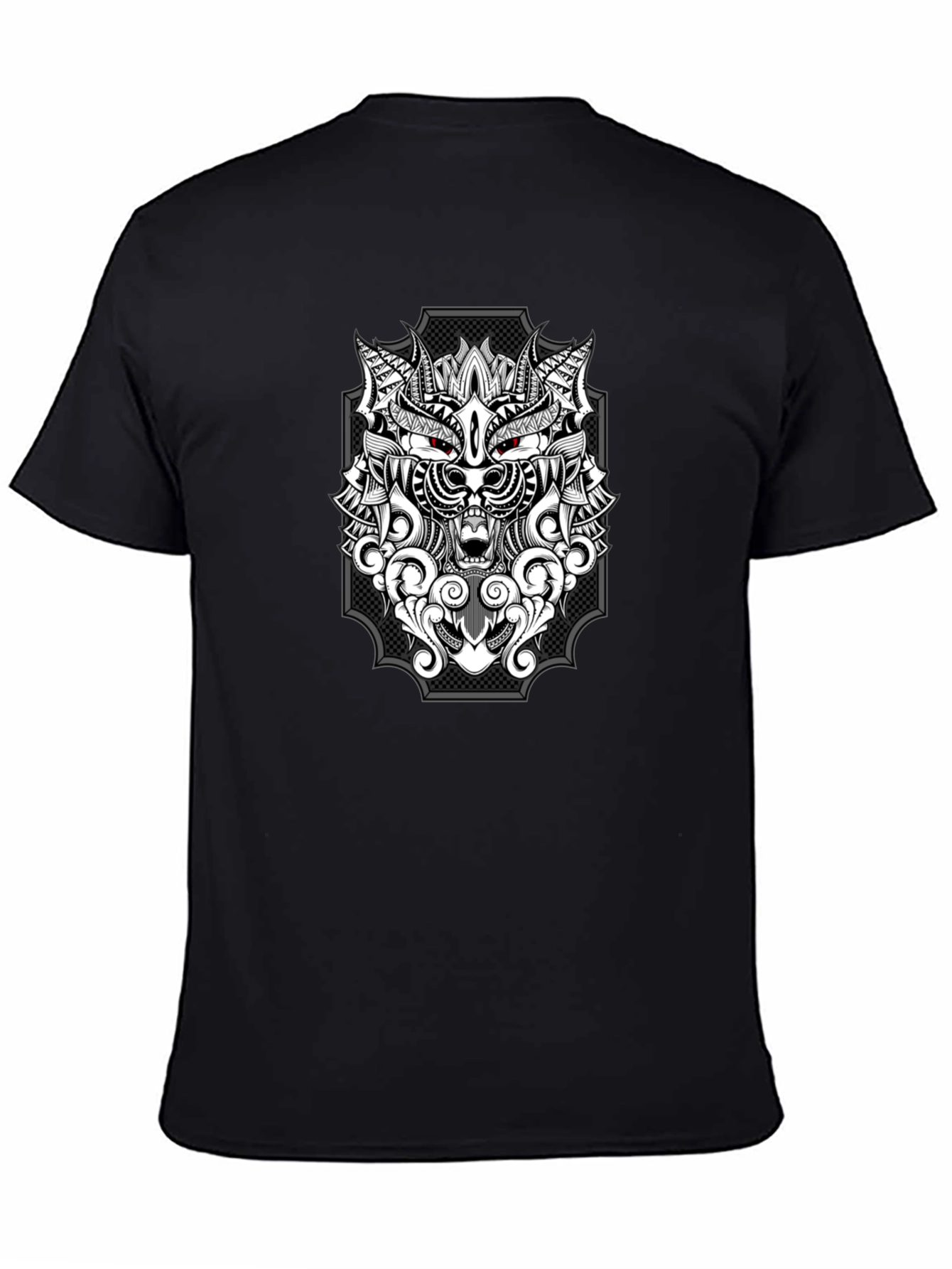 Wolf Graphic Print T-Shirt - Black