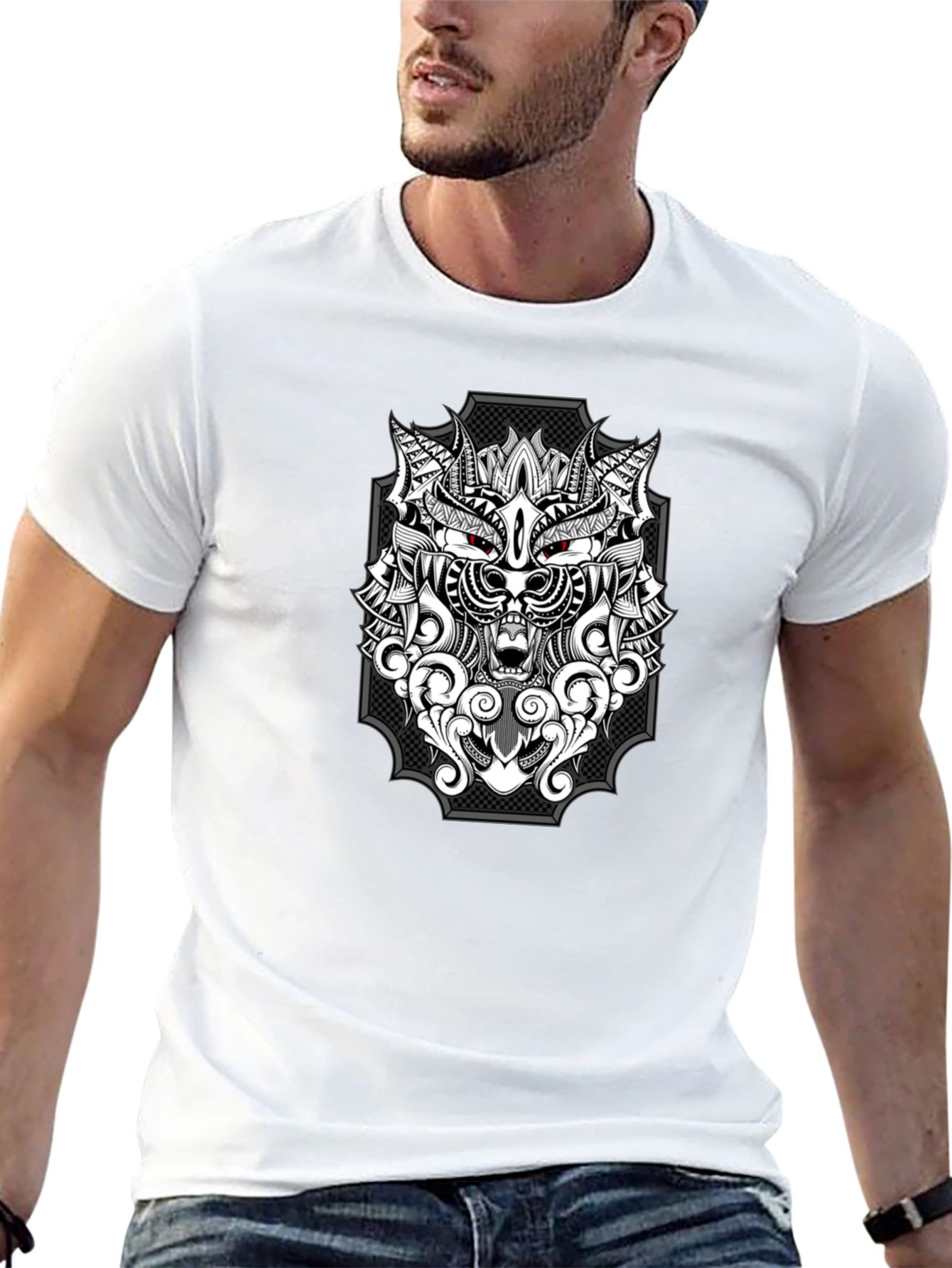 Wolf Graphic Print T-Shirt - Black