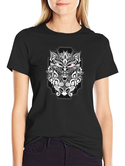 Wolf Graphic Print T-Shirt - Black