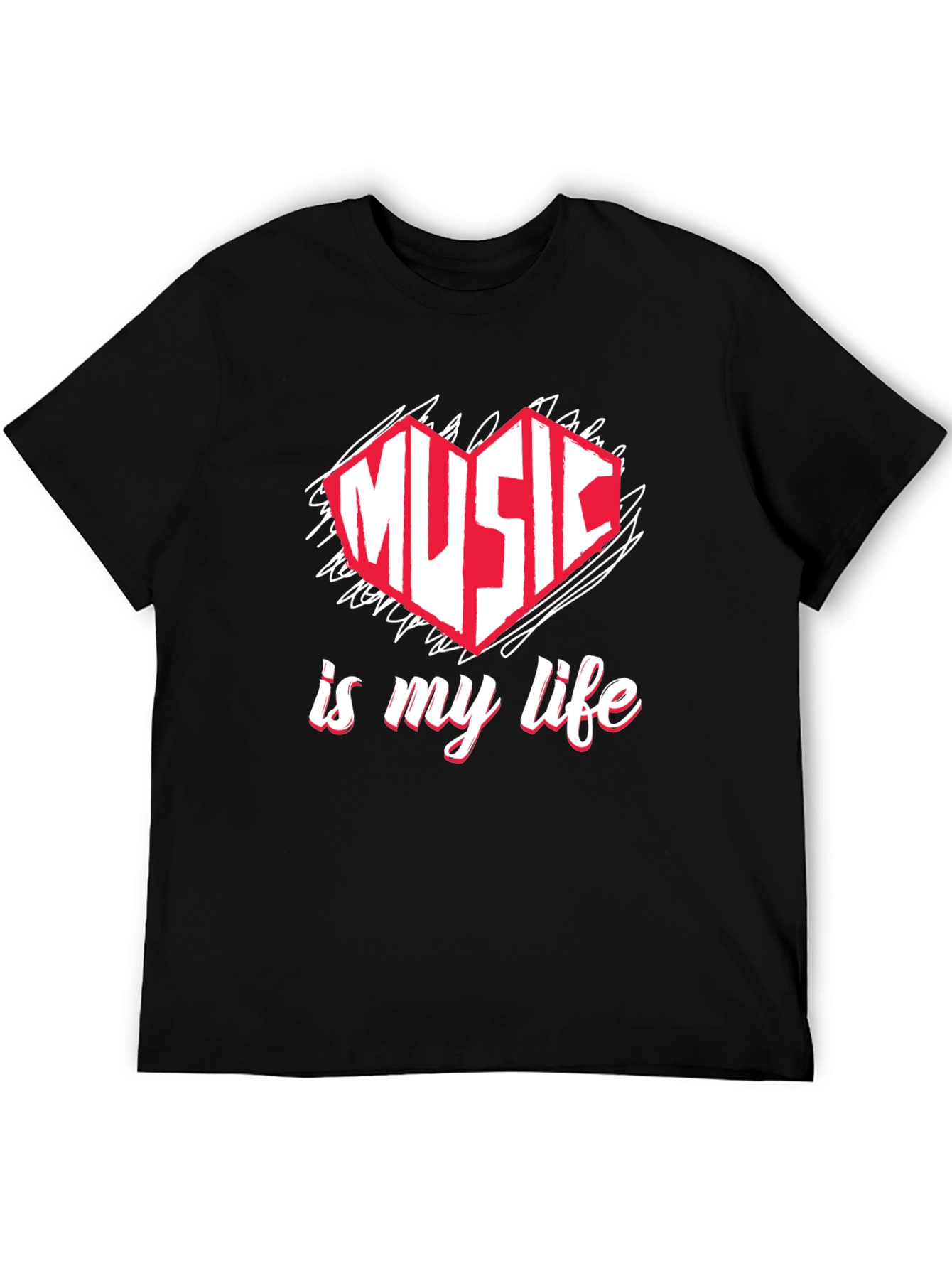 Music is My Life T-Shirt - Heart Design