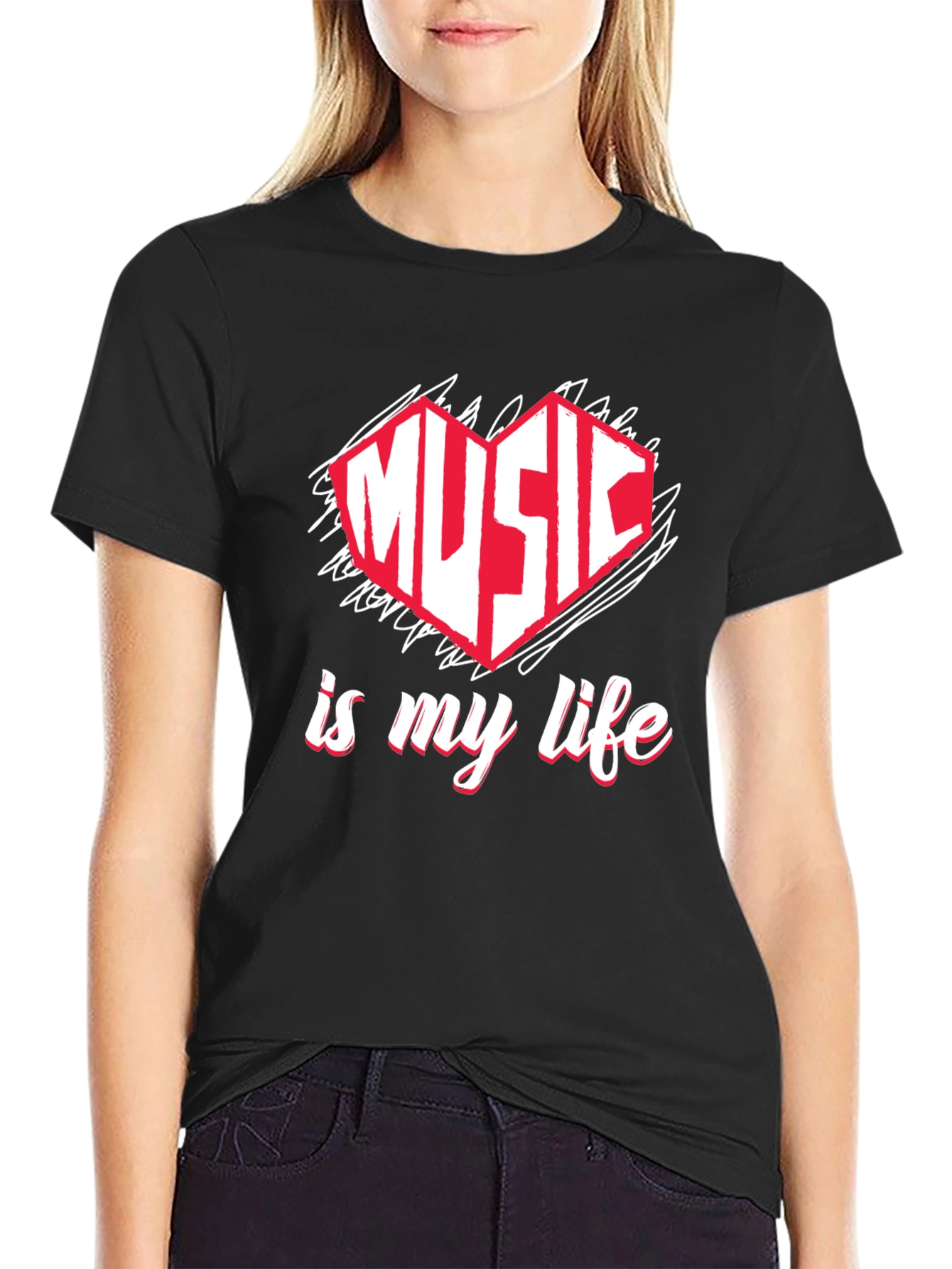 Music is My Life T-Shirt - Heart Design