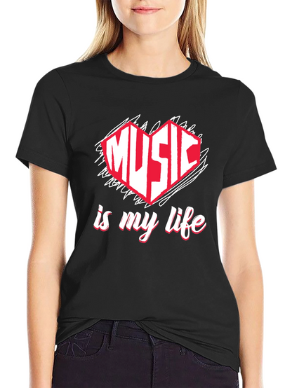Music is My Life T-Shirt - Heart Design