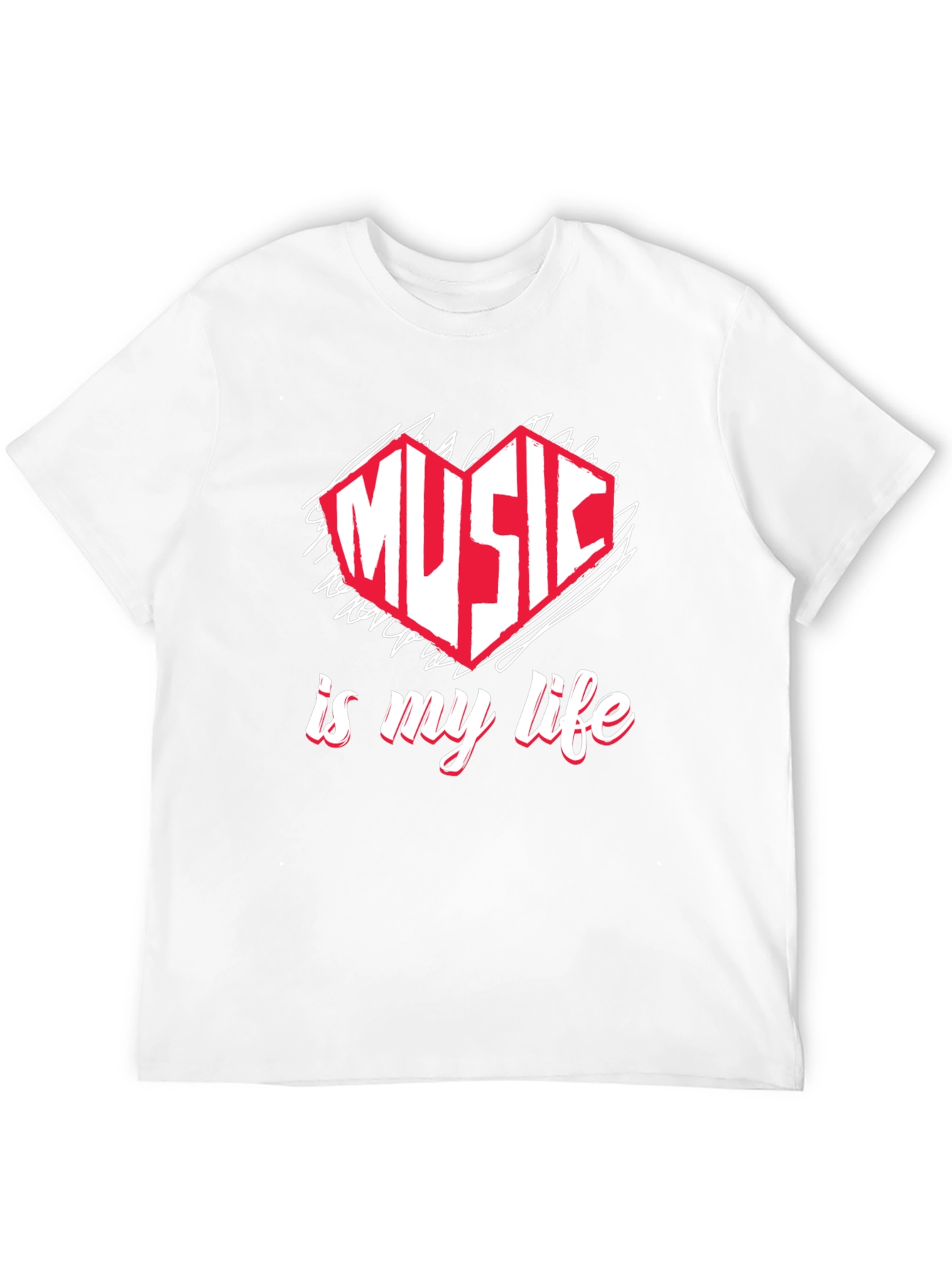 Music is My Life T-Shirt - Heart Design