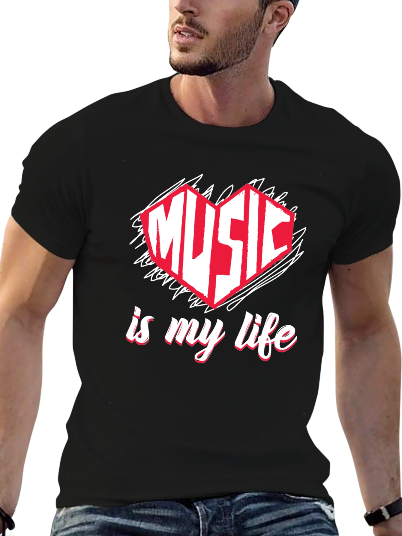 Music is My Life T-Shirt - Heart Design
