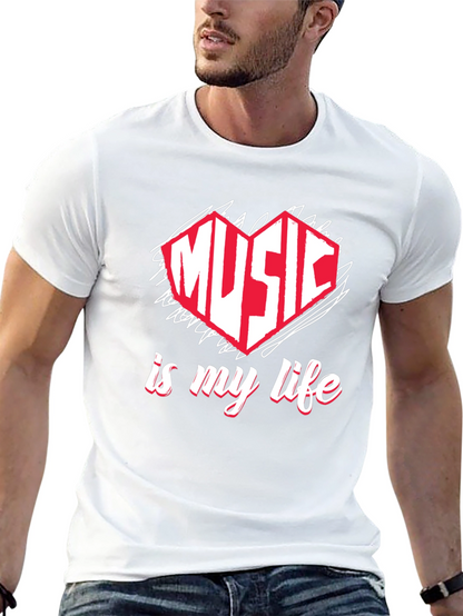 Music is My Life T-Shirt - Heart Design