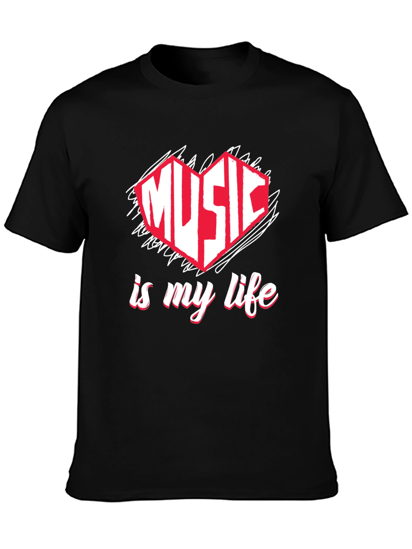 Music is My Life T-Shirt - Heart Design