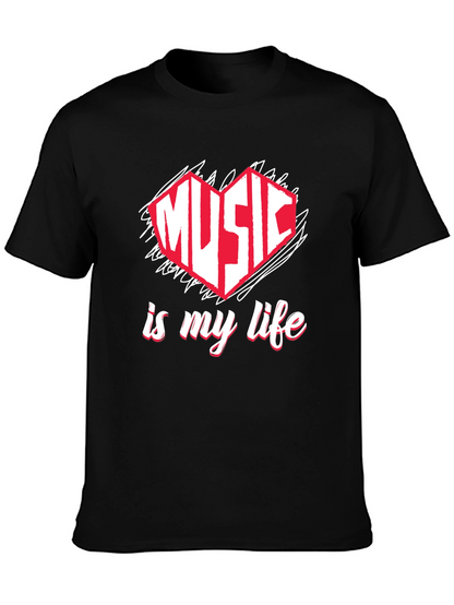Music is My Life T-Shirt - Heart Design