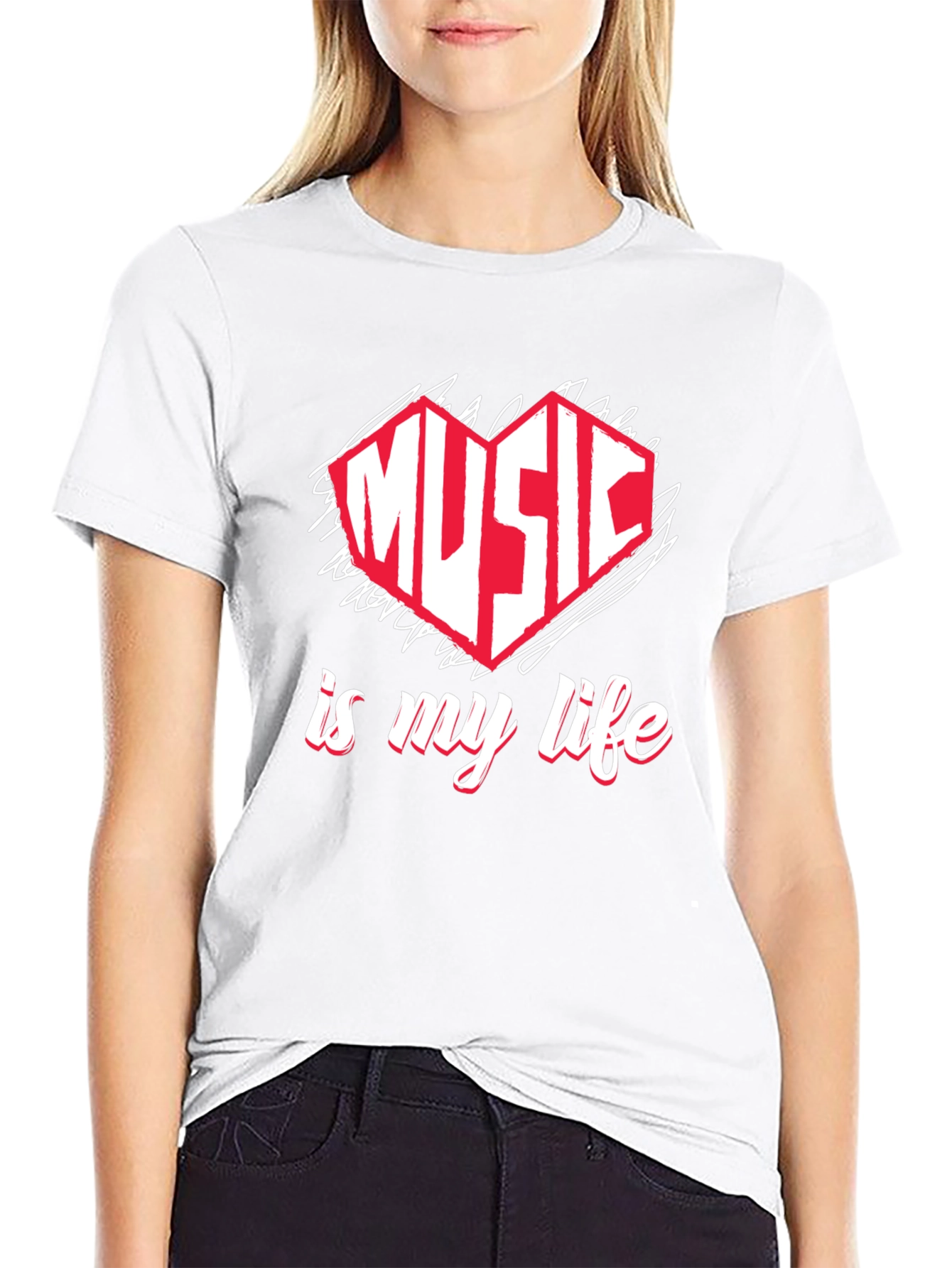 Music is My Life T-Shirt - Heart Design