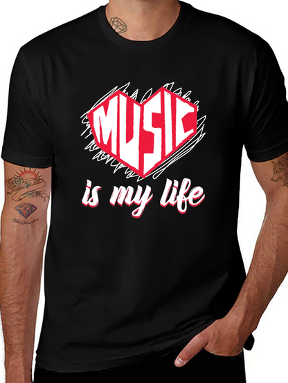 Music is My Life T-Shirt - Heart Design