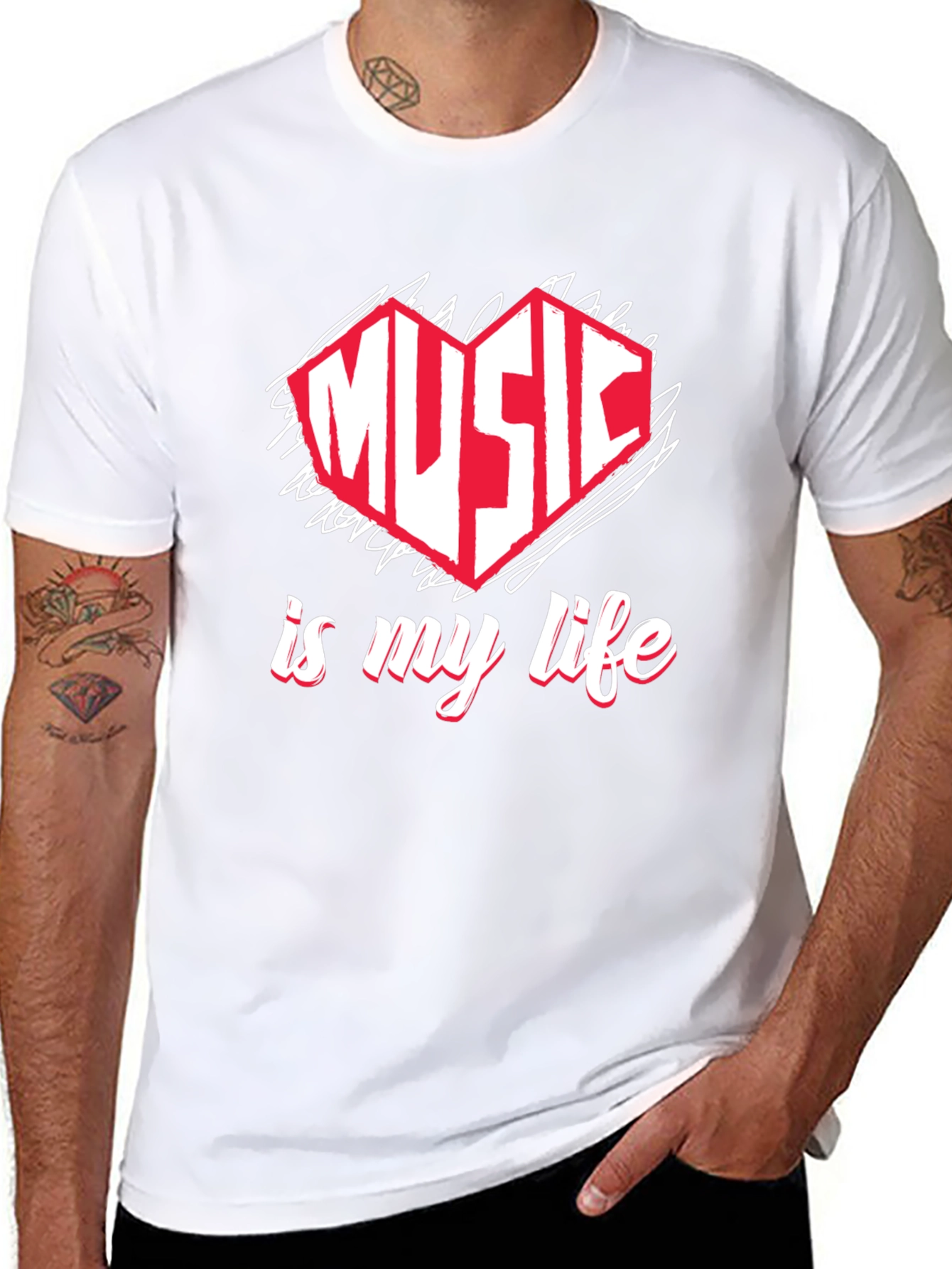 Music is My Life T-Shirt - Heart Design
