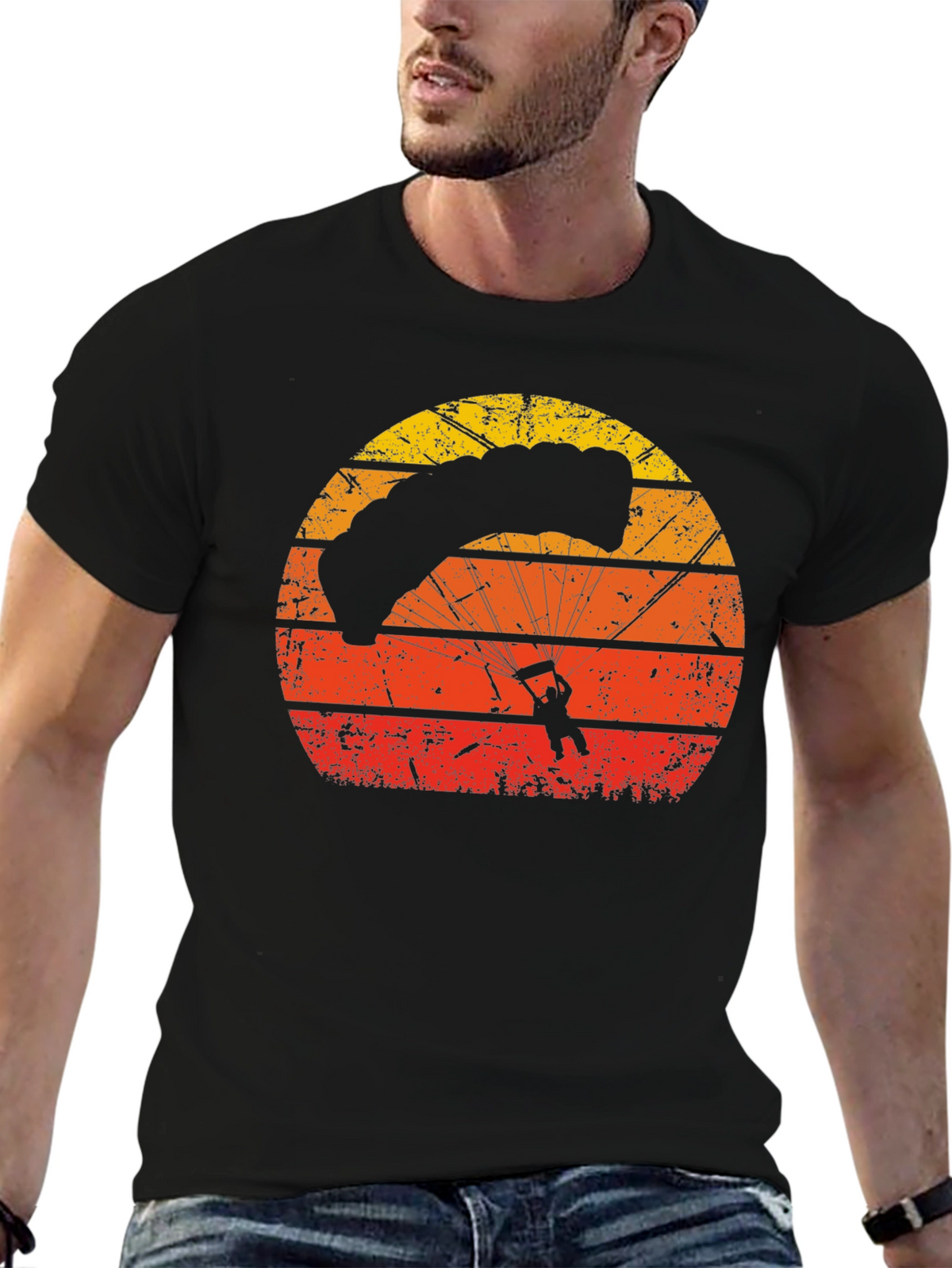 Retro Sunset Parachute Graphic T-Shirt