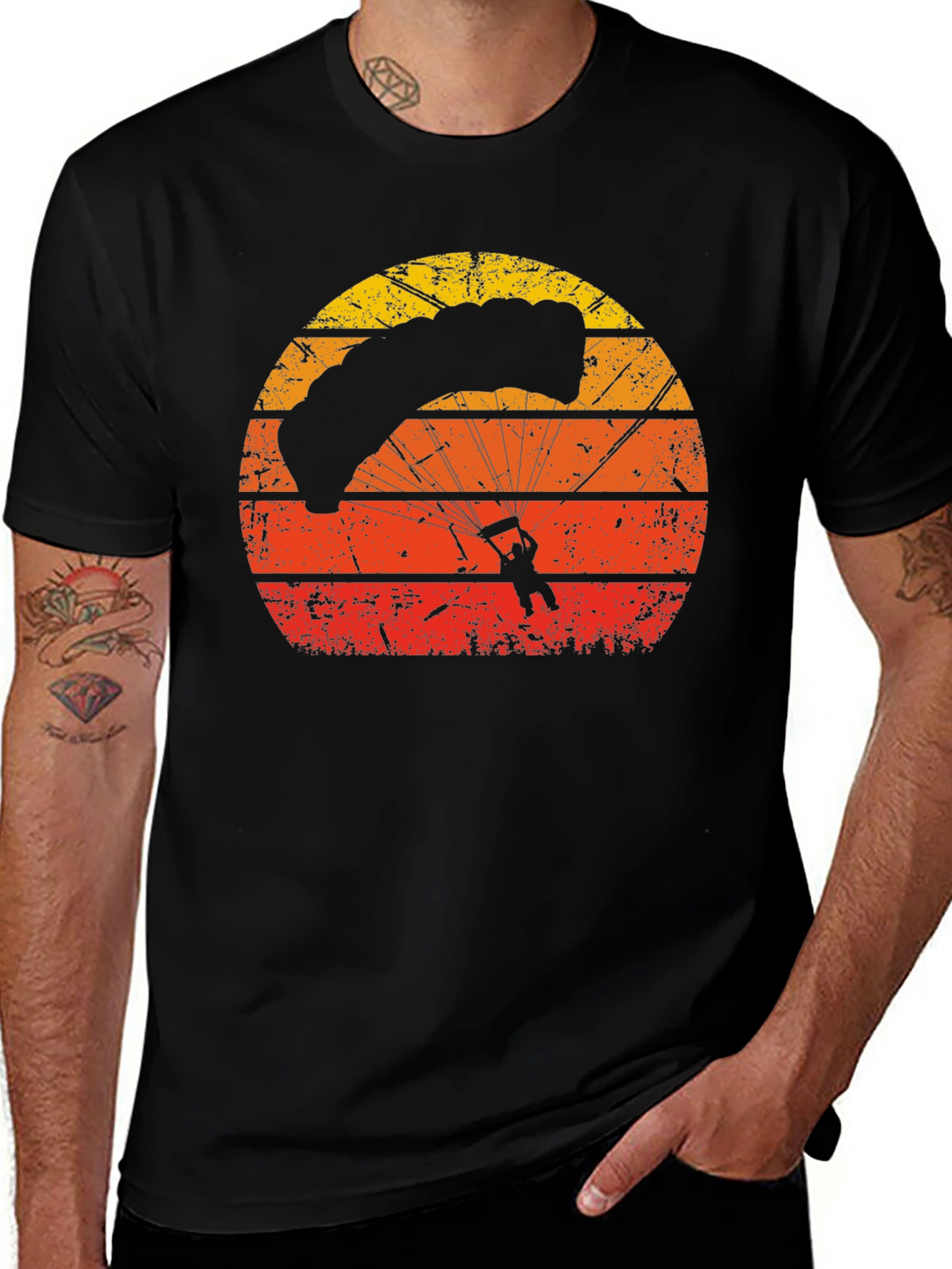 Retro Sunset Parachute Graphic T-Shirt