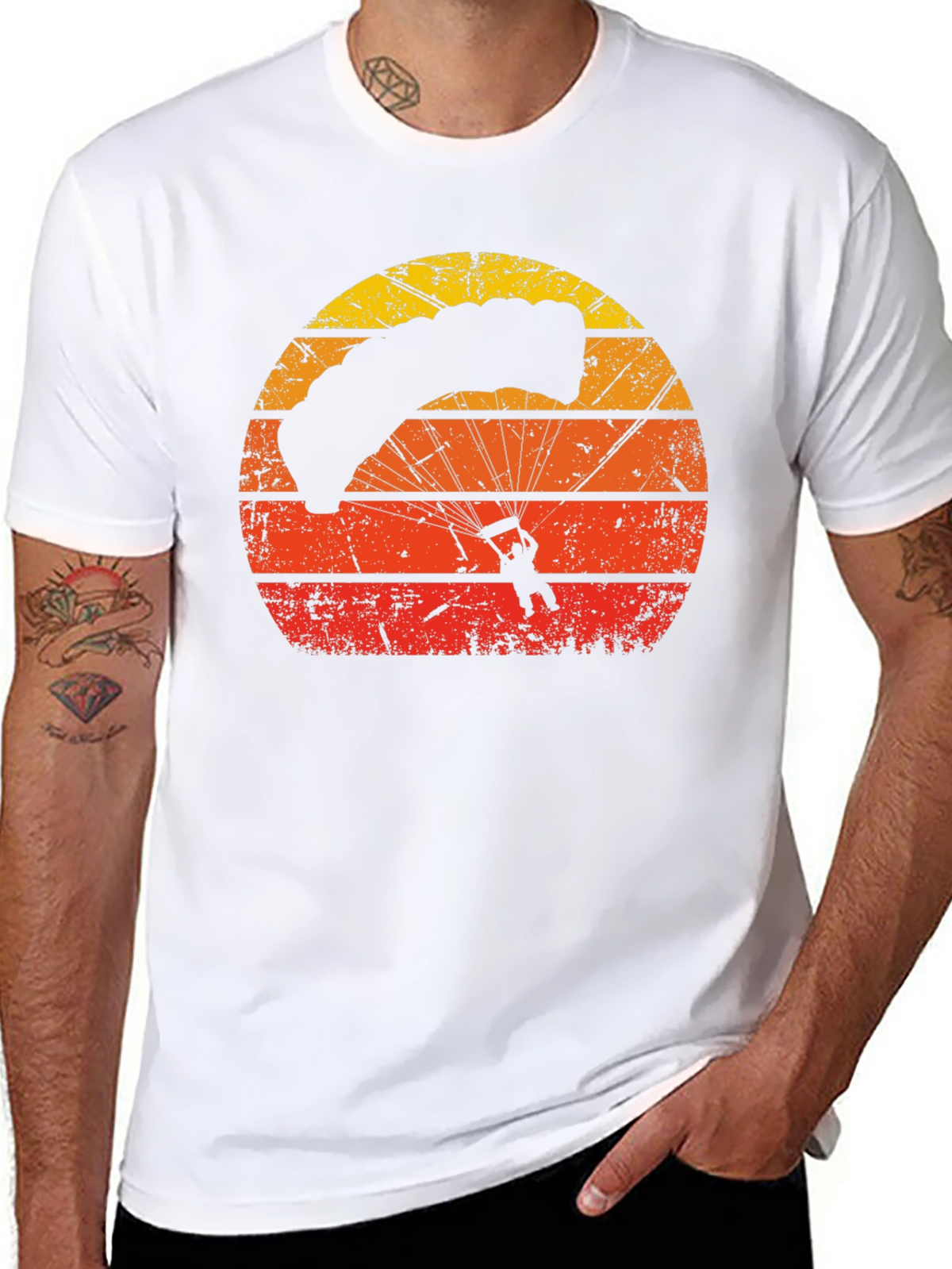 Retro Sunset Parachute Graphic T-Shirt