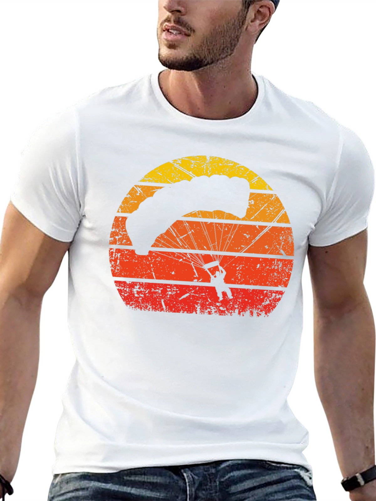 Retro Sunset Parachute Graphic T-Shirt