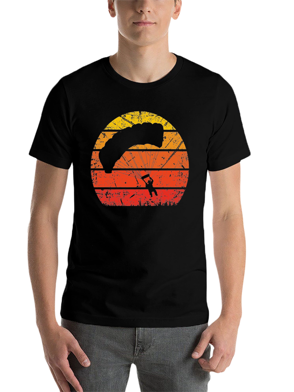 Retro Sunset Parachute Graphic T-Shirt