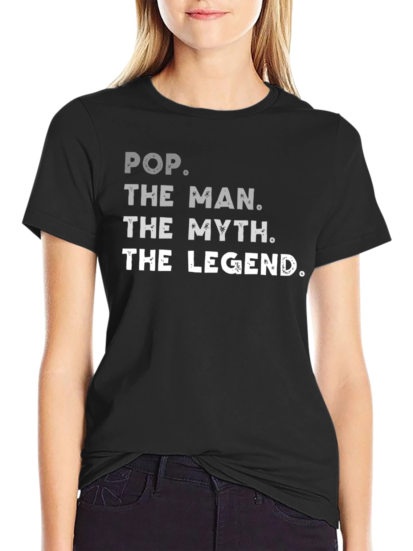 Pop The Man The Myth Legend Black Graphic T-Shirt