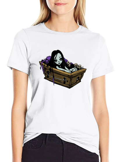 Gothic Coffin Girl Graphic T-Shirt