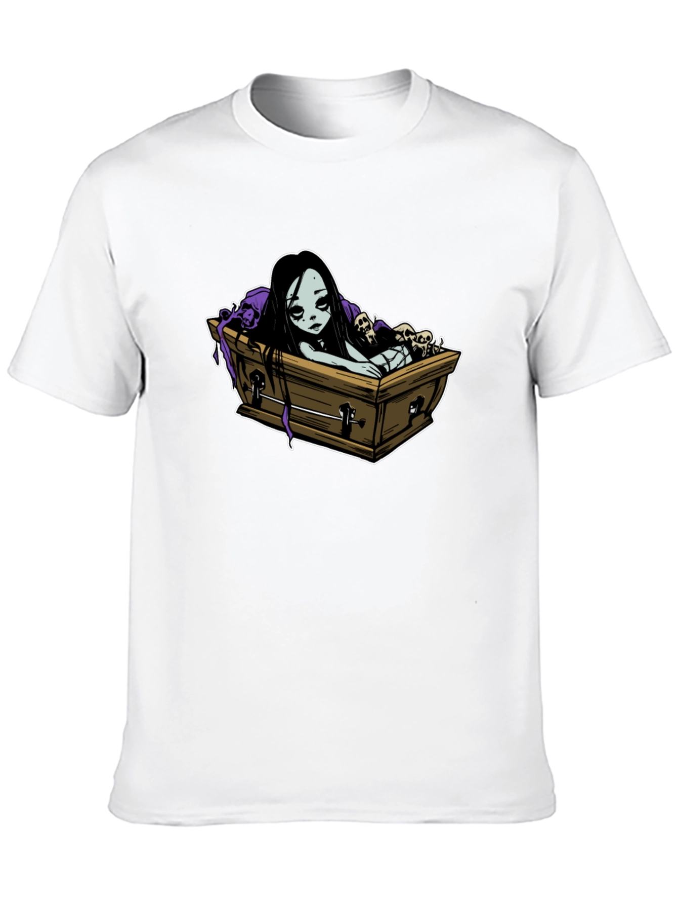 Gothic Coffin Girl Graphic T-Shirt