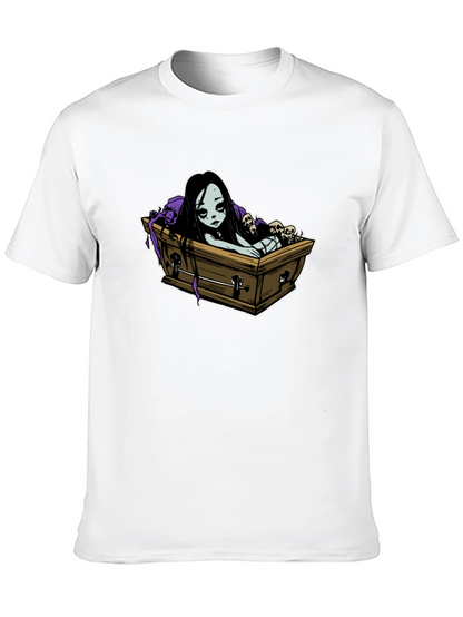 Gothic Coffin Girl Graphic T-Shirt