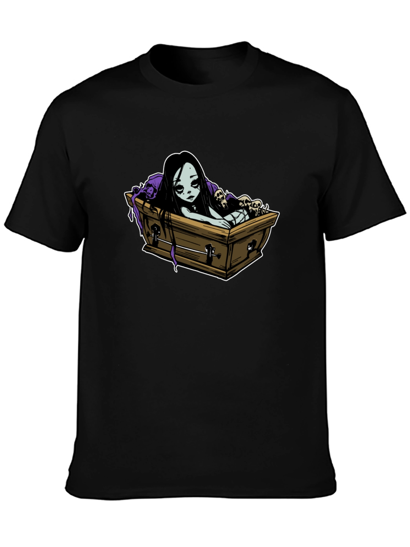 Gothic Coffin Girl Graphic T-Shirt