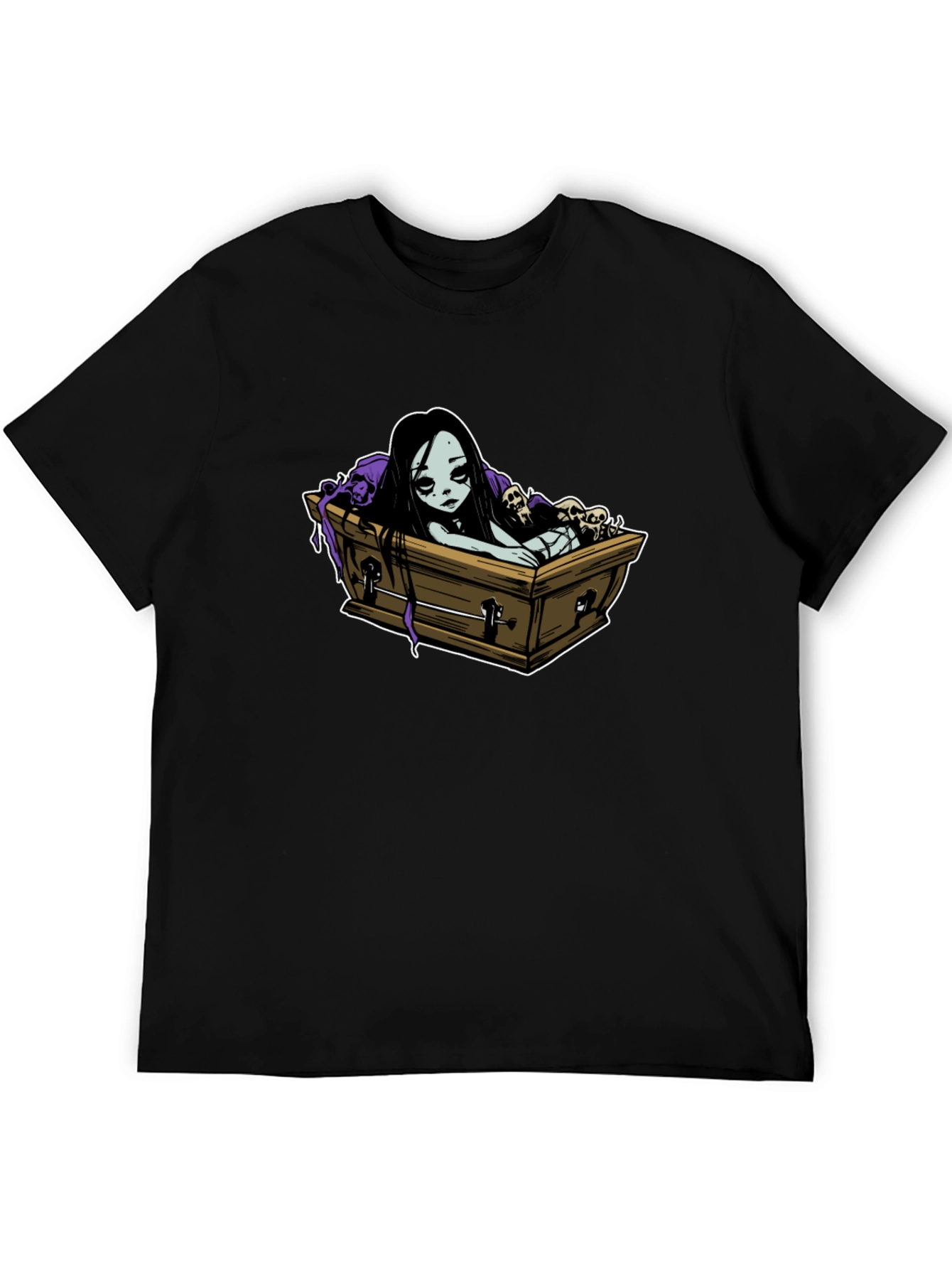 Gothic Coffin Girl Graphic T-Shirt