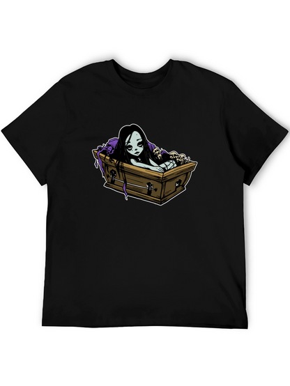 Gothic Coffin Girl Graphic T-Shirt